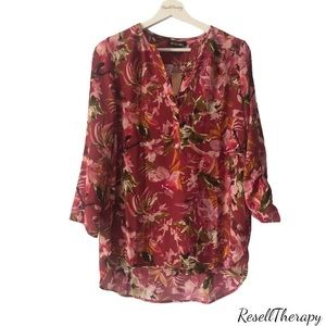 BY DESIGN NWT Pullover Tropical/Floral Print Blouse Size-Small